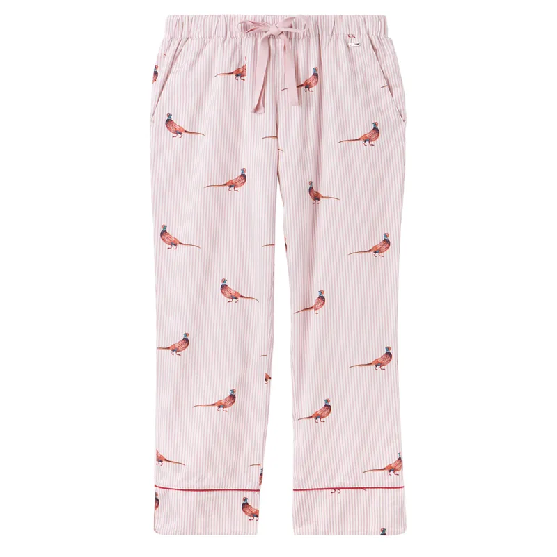 Joules Luna Brushed Cotton Pyjama Bottoms - Pheasant Pink Stripe-2